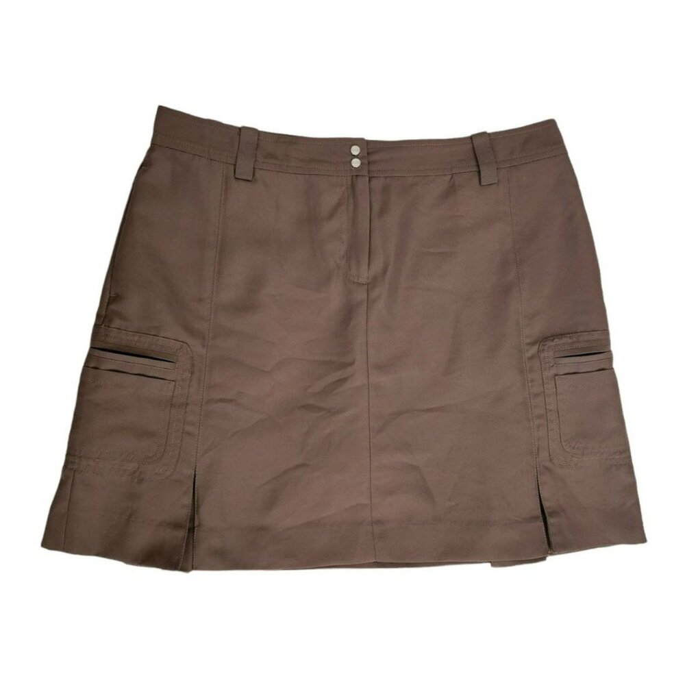 IZOD XFG Women's Athletic Golf Tennis Inner Shorts Cargo Skirt Dark Brown Sz 4 - Picture 2 of 13